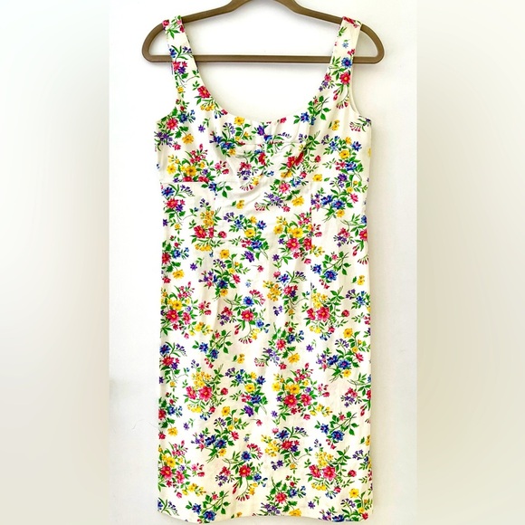 Blushe by Spiegel Dresses & Skirts - Vintage Dress Y2K Sheath White Bright Floral Sleeveless Pleated Bust Sundress S